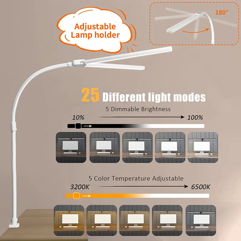 Lampe de bureau LED à double tête avec télécommande