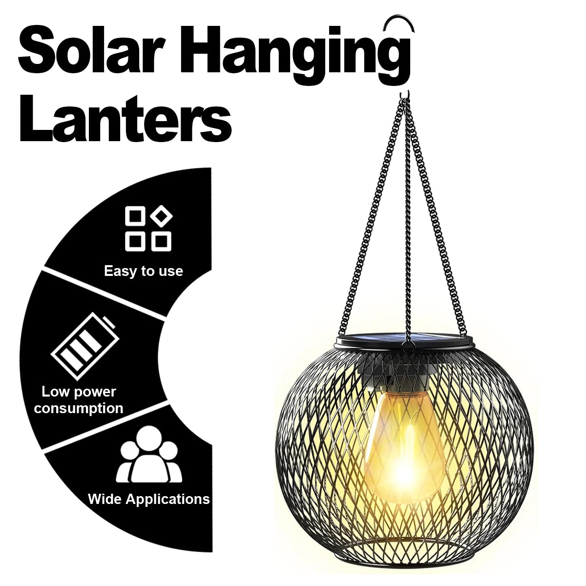 Lampe Solaire d'Extérieur à Crochet pour Suspendre