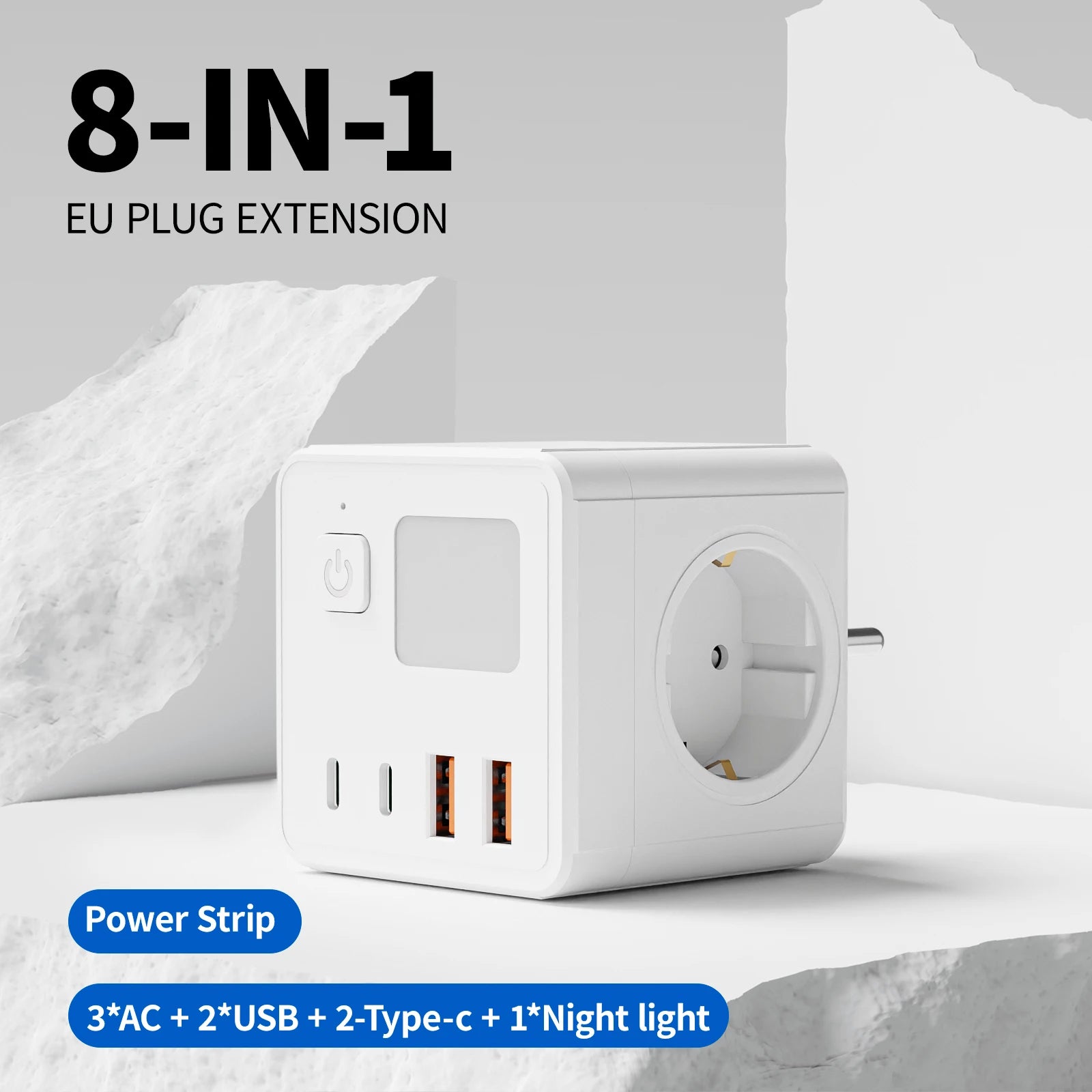 Multiprise Murale 7 en 1 avec Veilleuse LED Réglable