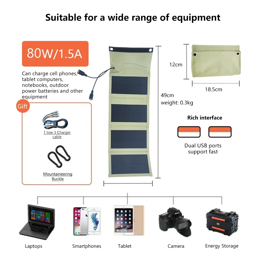 Panneaux solaires Charge USB pliants et portables