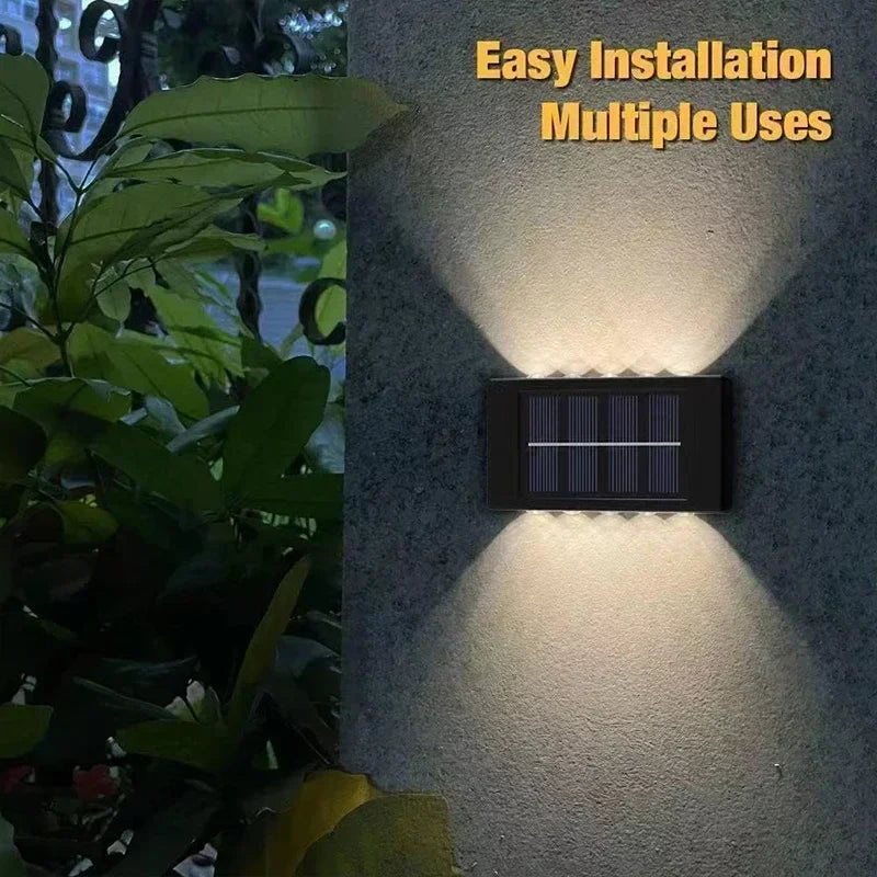 Lot de 4 Appliques Solaires Murales Doubles Faisceaux 16LED 1200mAh