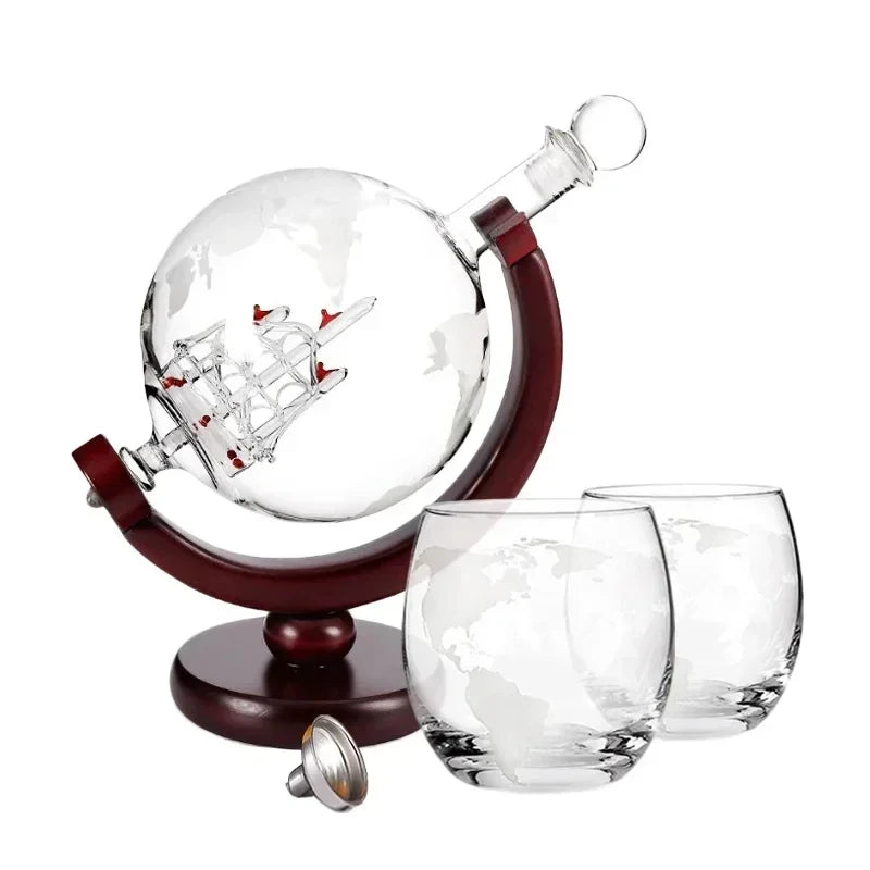Carafe Whisky Globe + 2 Verres OFFERTS - Idée Cadeau