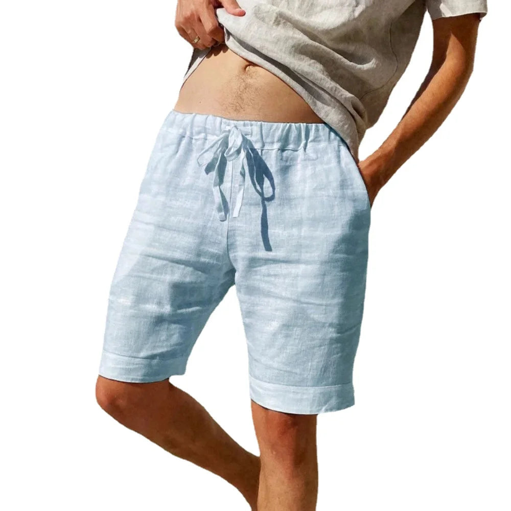 Short cargo en lin et coton pour hommes