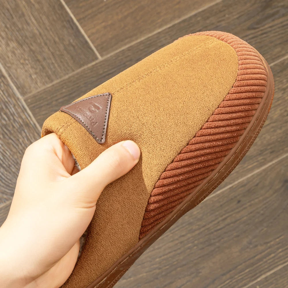 Pantoufles Homme Peluche douce à Mémoire de Forme & Antidérapantes TPR