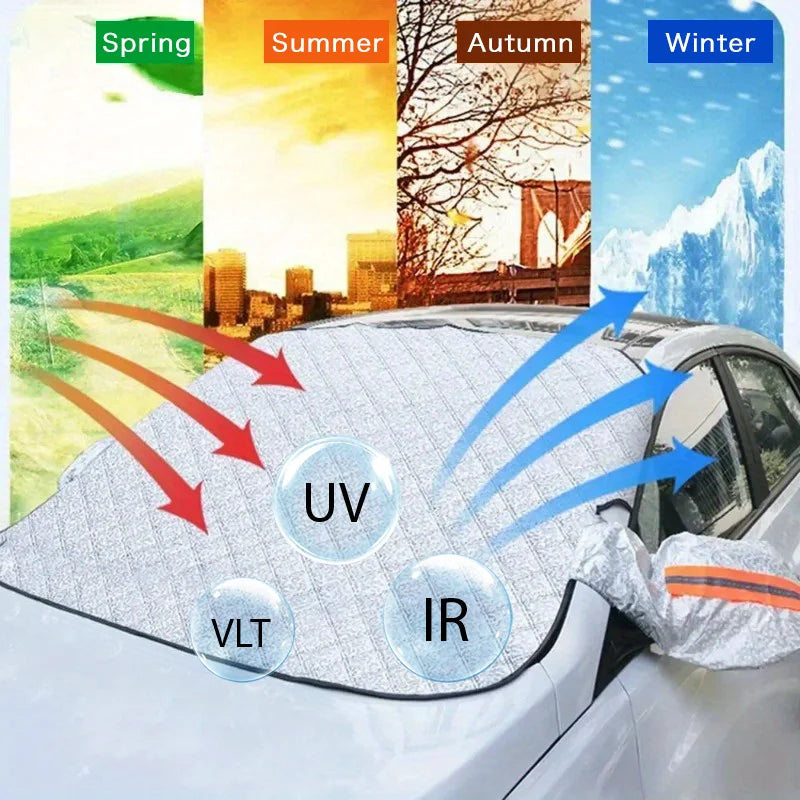 Protection de Pare-Brise Voiture Été/Hiver – Anti-Givre, Anti-Neige & Pare-Soleil Imperméable – Berline & SUV