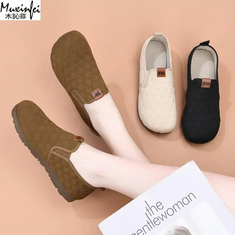 Chaussures Faciles à Enfiler Motif Losange - Femme