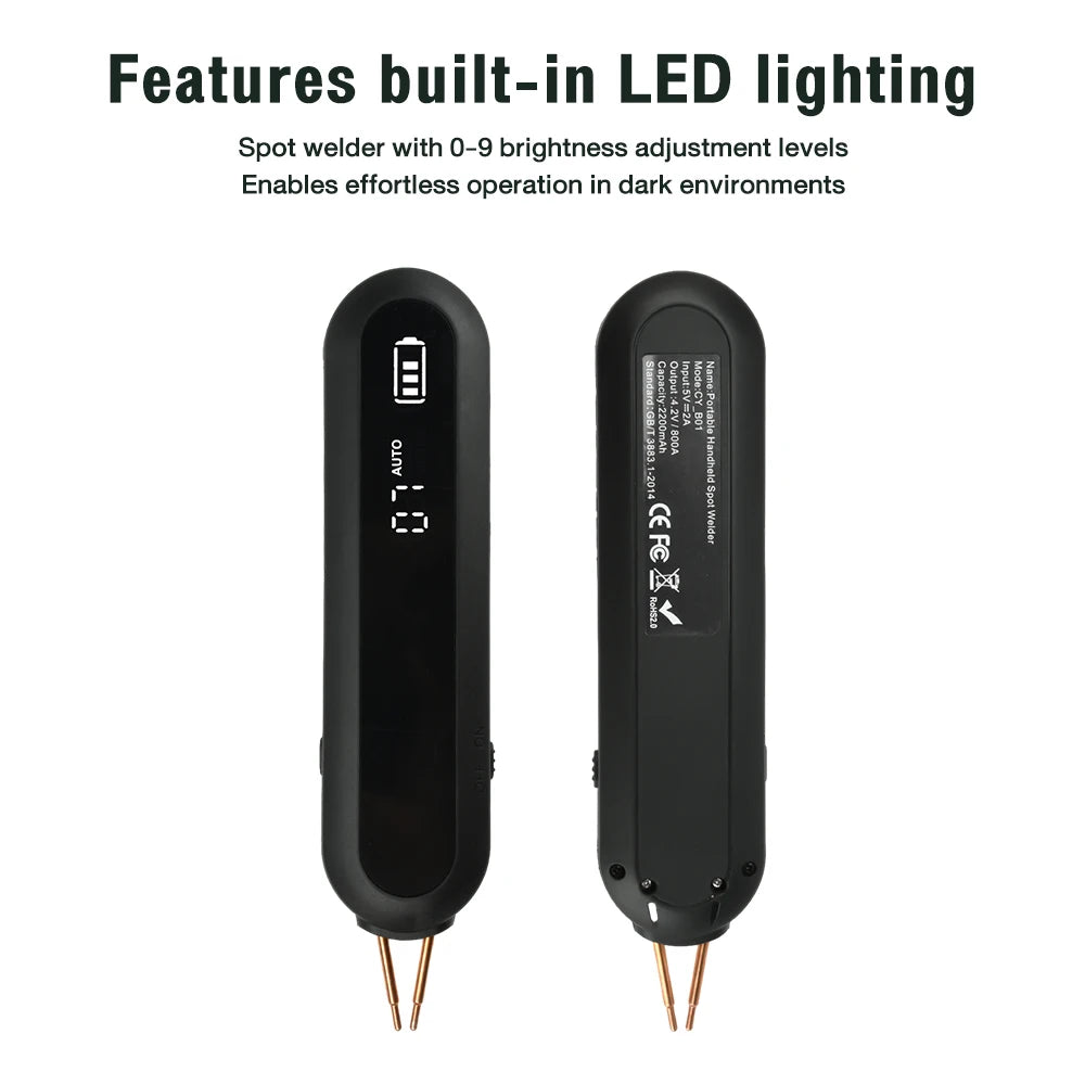 Soudeuse par Points Portable 18650 à 12 Niveaux — LED Intégrée