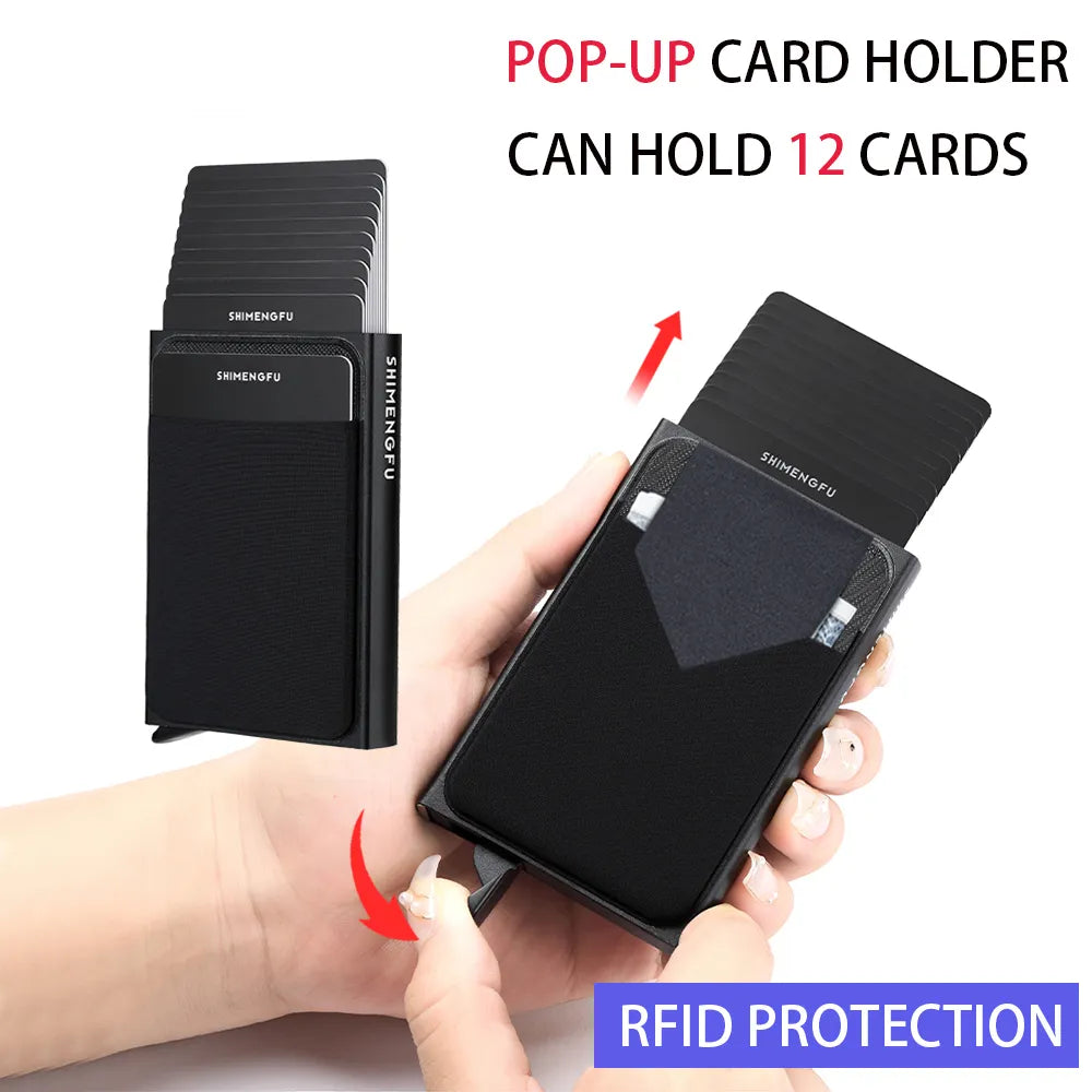 Porte-carte anti-RFID en aluminium - Pop-up automatique