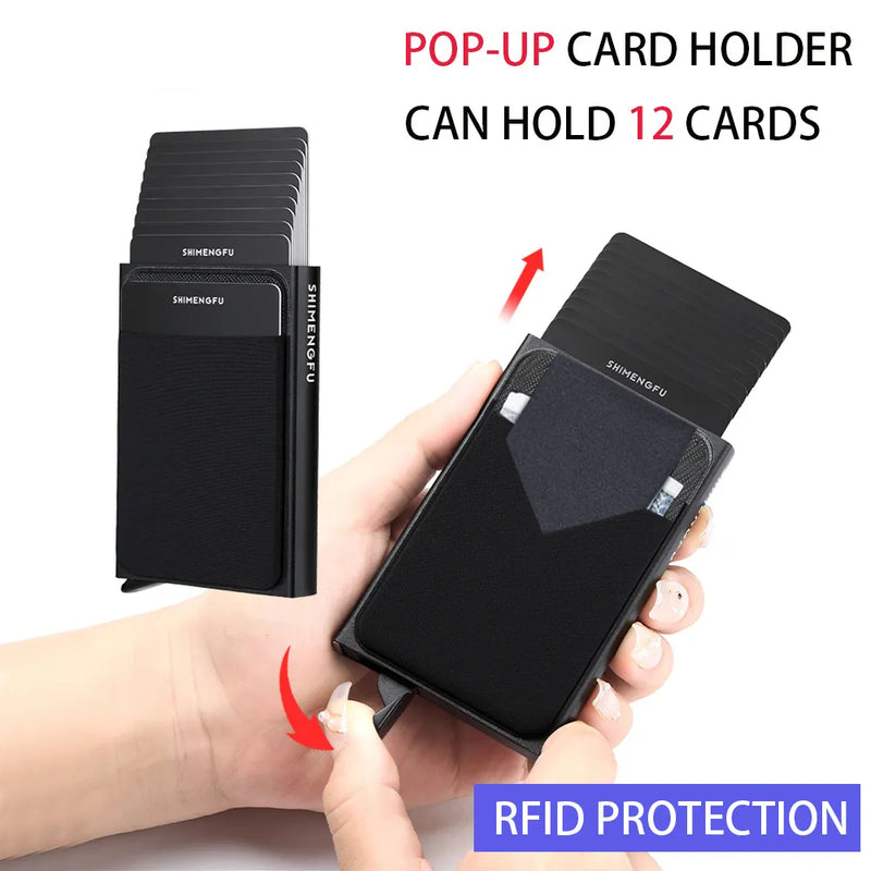 Porte-carte anti-RFID en aluminium - Pop-up automatique