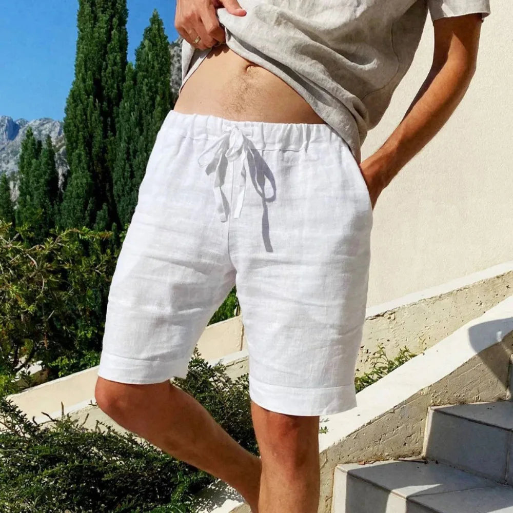 Short cargo en lin et coton pour hommes