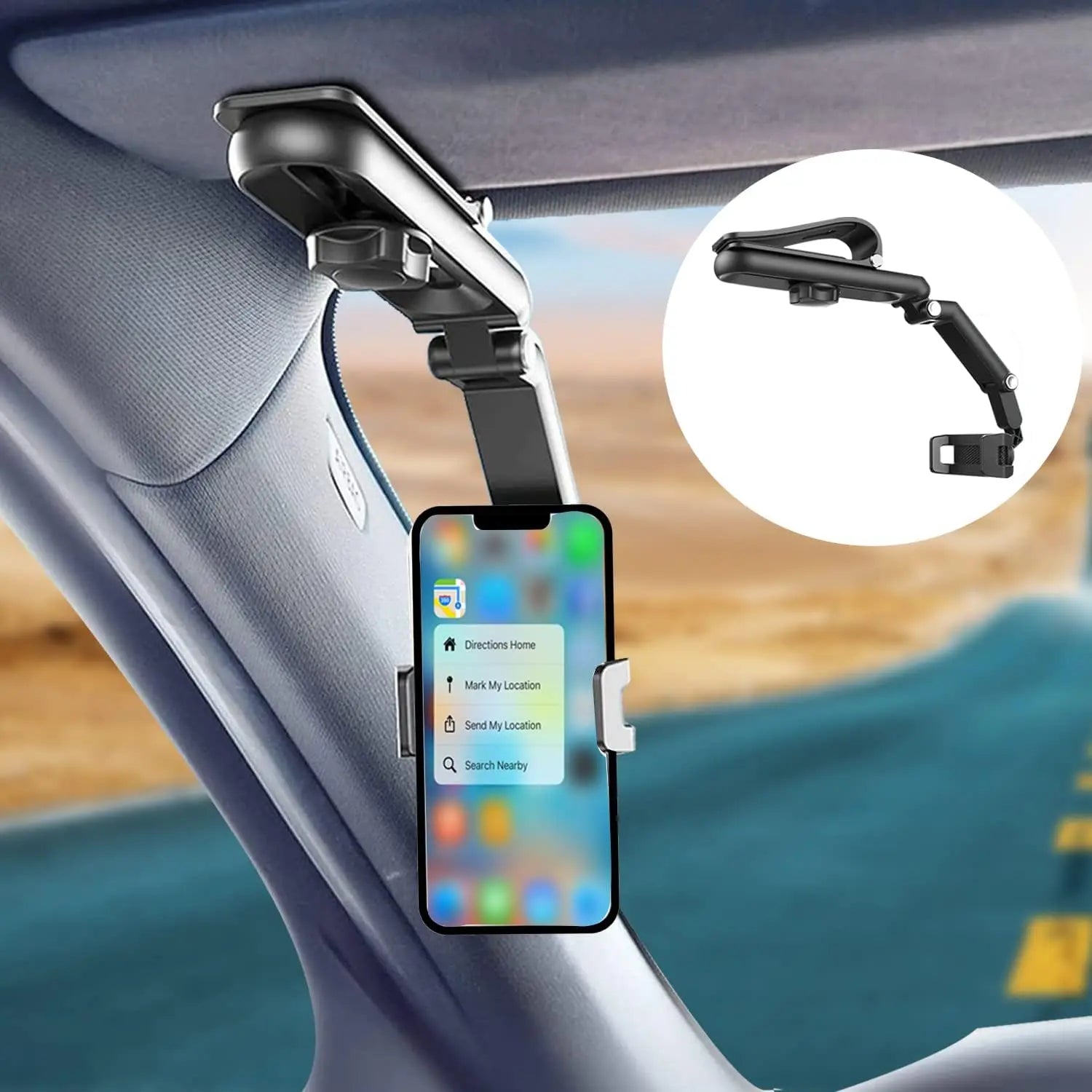 Support de téléphone portable rotatif à 360° pour pare-soleil de voiture
