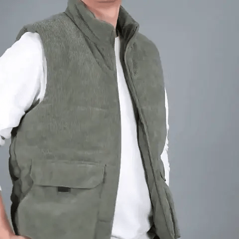 Veste sans manches double poche en velour cotelé - Intérieur polaire