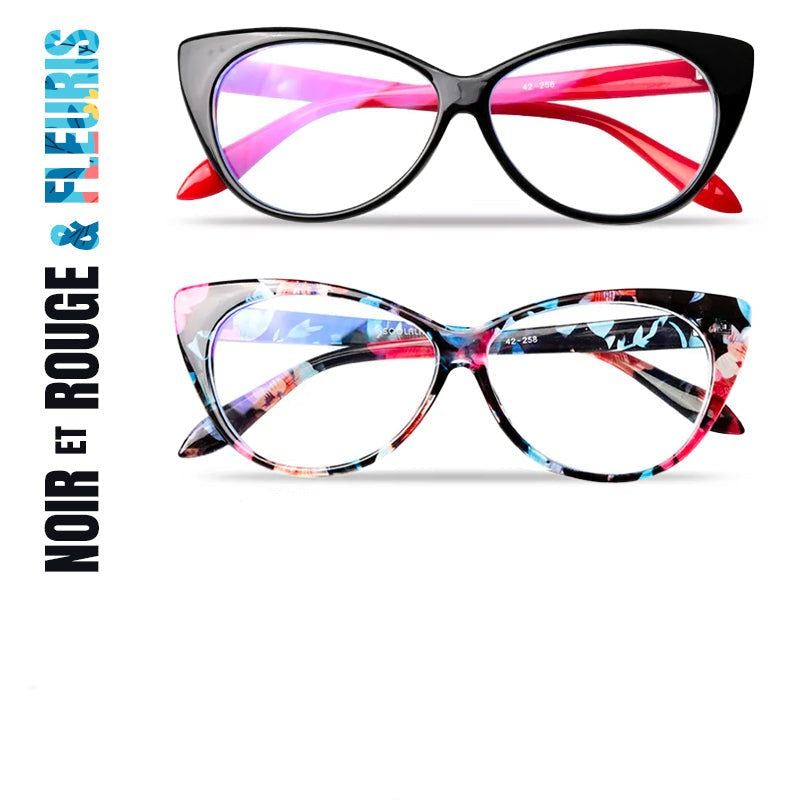 Lot de 2 Lunettes de lecture anti-lumière bleue - Monture œil-de-chat