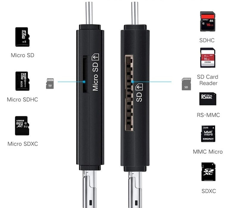 Lecteur de Carte 3 en 1 Micro USB - USB - Type C pour Android