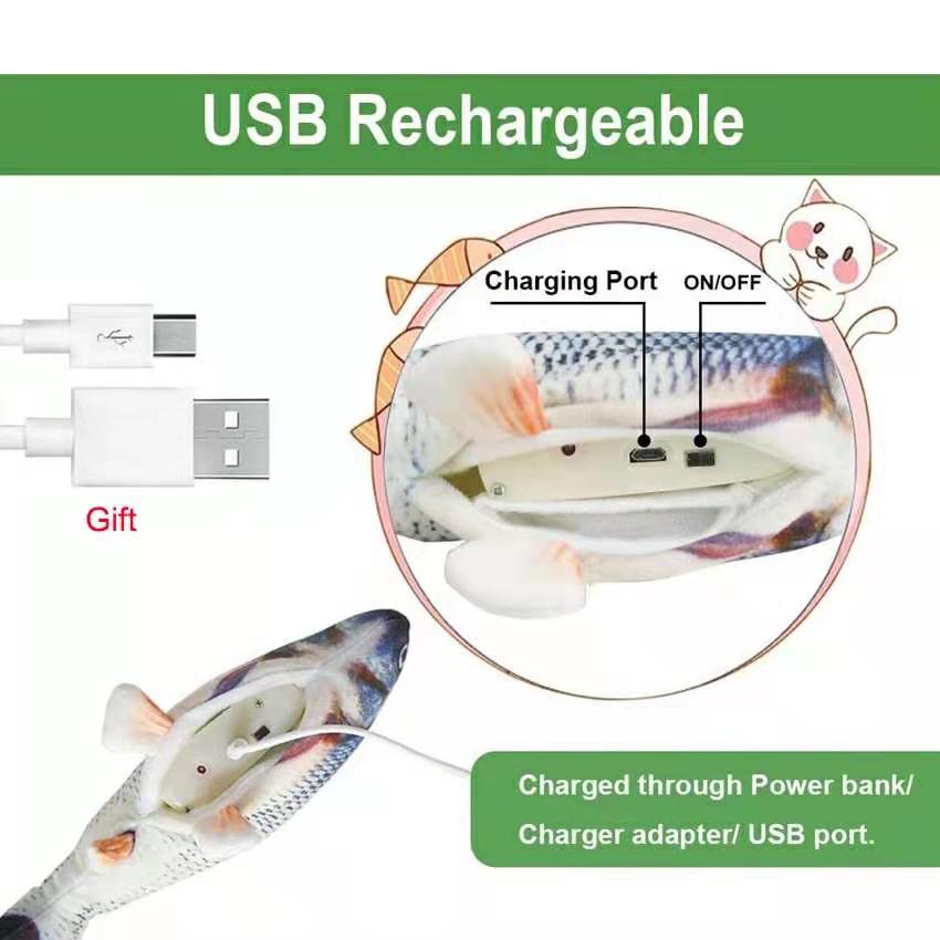 Peluche poisson remuant rechargeable