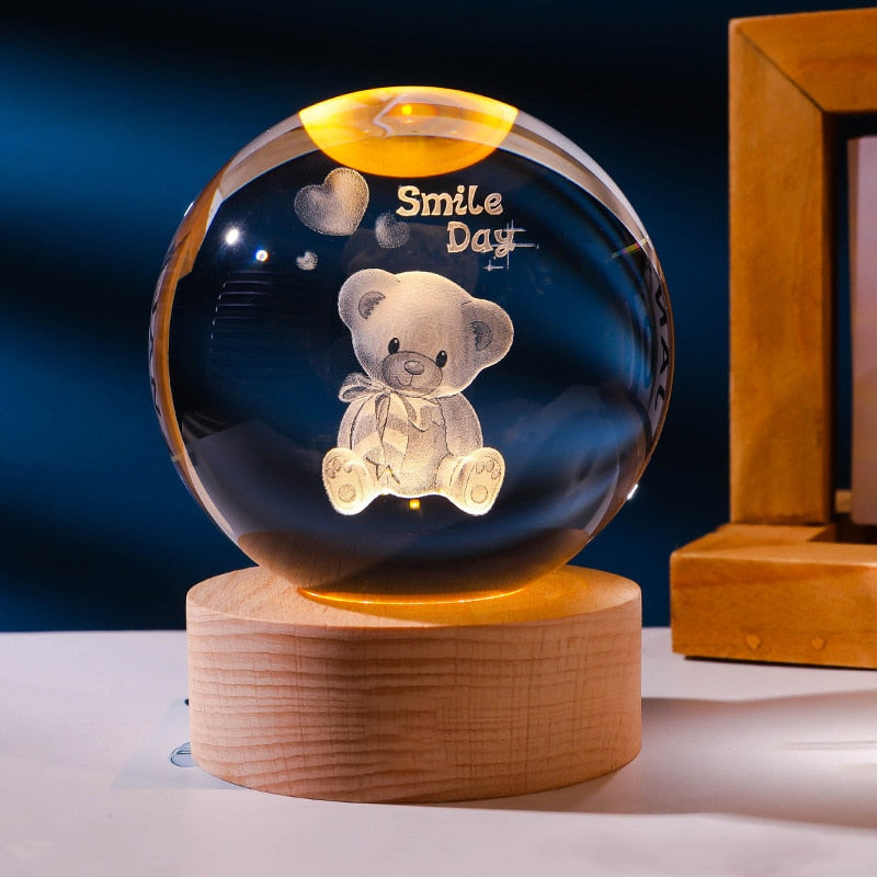 Lampe de chevet en cristal 3D