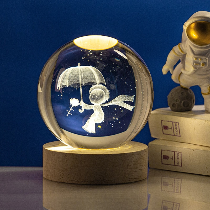 Lampe de chevet en cristal 3D