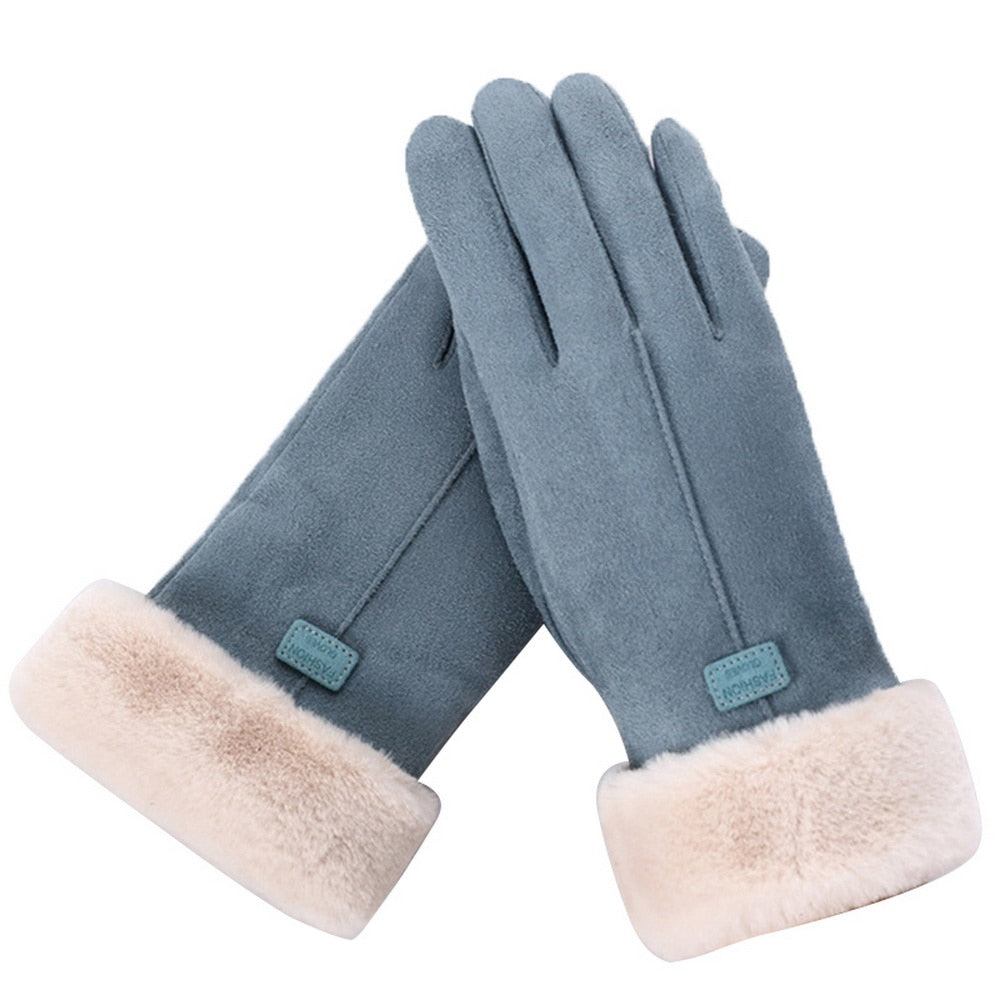 Gants d'hiver en daim avec fourrure - Femme